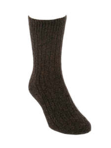 Possum Merino Casual Rib Socks  - Brown Marl