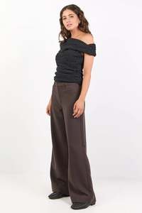 Fierce Chocolate Low Rise Stretch Wide Pants