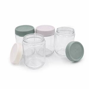 Children: Melii Glass Overnight Oat Jars 4pk -Ivory/Oat Milk/Sage/Cactus Fern