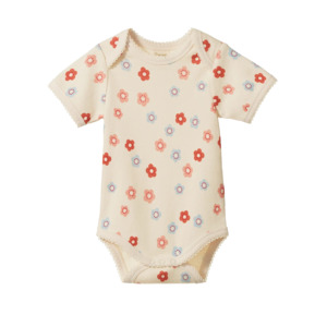 Short Sleeve Bodysuit - Petite Flora Stamp Print