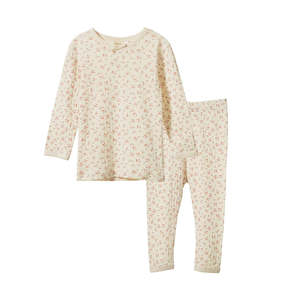 Long Sleeve Pyjama Set Pointelle - Dandelion Print