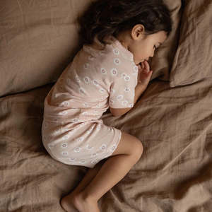 All Baby Child: Shortie Pyjama Set - Flora Stamp Rose Dust Print