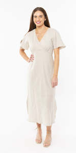 Dresses: Applause Dress - Natural Linen Blend