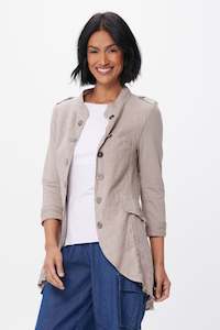 Jackets: Bernie Linen Jacket - Taupe