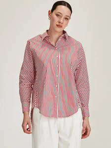 Shirts: Carrera Shirt - Plum Stripe