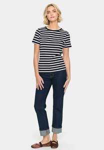 Tees: Aster Stripe T Shirt - Black/White