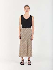 Obi: Believer Bias Skirt - Taupe Check