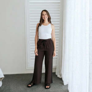 Indiana Wide Leg Pants - Chocolate/Black Stripe