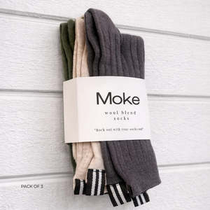 Lily - Wool Blend Socks - Cocoa Powder/Blush/Bonsai
