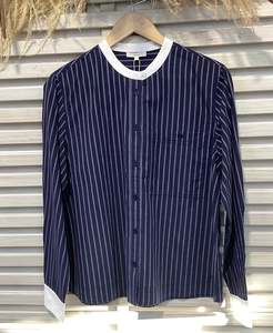 Shirts: Yerse Striped Shirt - Navy