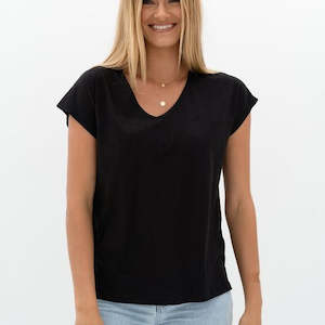 Shirts Tops: Must Have V Neck Tee - Black