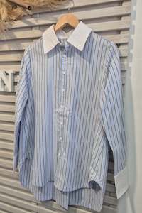 Niall Shirt - Blue & Latte Stripe