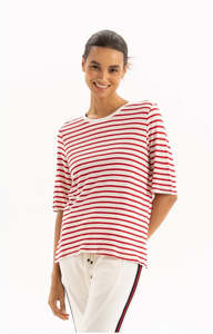 Two By Two: Linen Tee - Red Stripe
