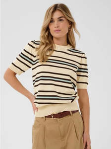 Shirts Tops: Pila Pullover - Brown Rice Stripe