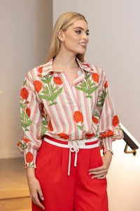 Shirts: Delilah Shirt - Stripe Pink