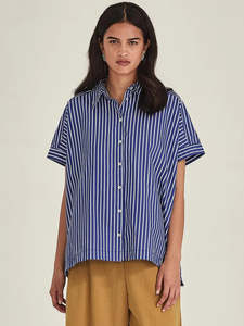 Shirts: Annie Stripe Shirt - Cobalt Stripe