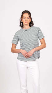 Emilia Top Short Sleeve - Evergreen Stripe