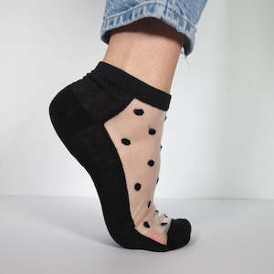 Spot Sock Long - Black/White/Grey