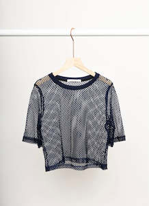 Two By Two: Arrow Mesh Top - Navy