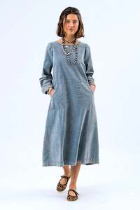 Lucas Midi Dress - Washed Denim