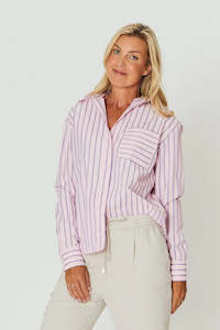 Shirts: Chloe Shirt - Purple Stripe