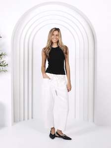 Monaco: Leo Barrel Jean - White