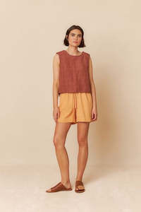 Windowpane Check Crop Top - Chocolate