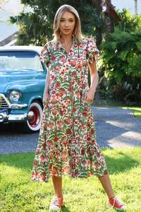 Coop: A Little Flair Dress - Berry Print