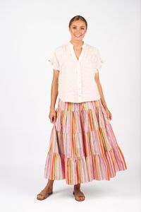 Knewe Label: Addison Top - White  Check