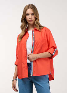 Mixed Media Shirt - Tangerine