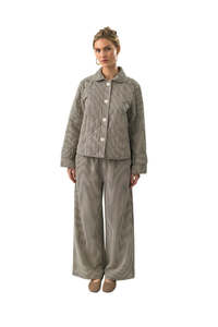 Lollys Laundry: Viola Quilted Jacket - Black Stripe