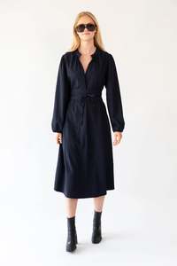 Lollys Laundry: Paris Midi Dress - Dark Navy