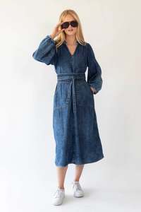 Paris Midi Dress - Dark Denim
