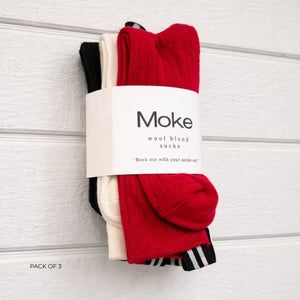 Lily - Wool Blend Socks - Black/Cream/Cherry/Tomato