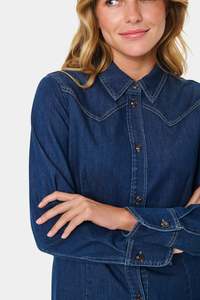 Shirts: Marthe Shirt - Med Blue Denim
