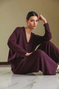 Indi Cold: Dropped Shoulder Cardy - Plum