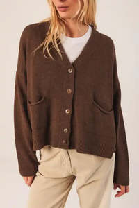 V Neck Cardy - Chocolate