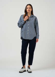Madly Sweetly: Direction Stripe Shirt - Navy