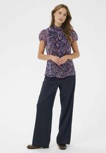 Shirts Tops: Lilja Crinkle Shirt - Navy Peony Blooms