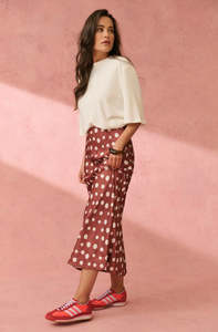 Skirts: Millie Slip Skirt - Rust/Cream Spot