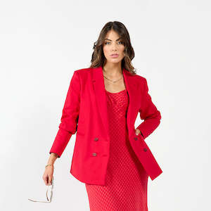 Clothing: DRAMA THE LABEL BRIANNA BLAZER SCARLET