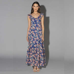 Clothing: DRAMA THE LABEL MID SUMMER DRESS CYAN FLOWER