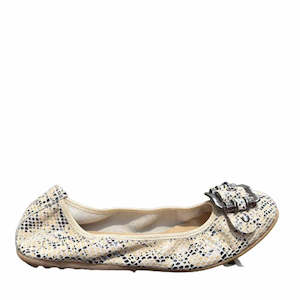 Ballet Flats: BELLE BEIGE SNAKE