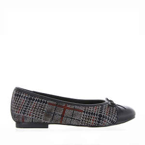 Ballet Flats: ZIERA CHELSEA BLACK RED CHECK