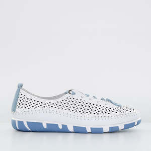 White Sneakers: CABELLO CHIN WHITE DENIM