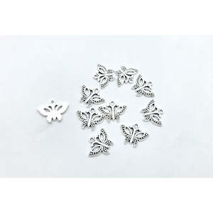 Z8. Silver Butterfly Charm - 10 pcs