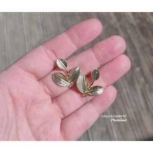 KC Gold & Silver Leaf Earring Stud -10pc - Stainless Steel Pin