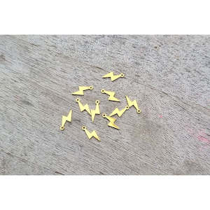 Coated Brass Lightning Bolt Charm - Gold - 10pcs