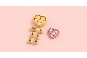Shape Cutters: VDAY'26 - 24. Heart Bookshelf Detail Cutter - 7 pc set