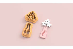 Shape Cutters: VDAY'26 - 21. Triple Daisy & Vase Detail Cutter - 2 pc set
